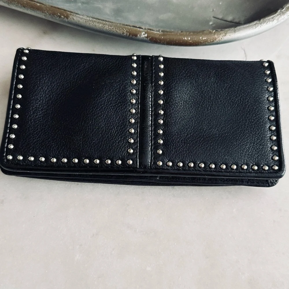 Brighton Black Leather Wallet with Silver Accents
